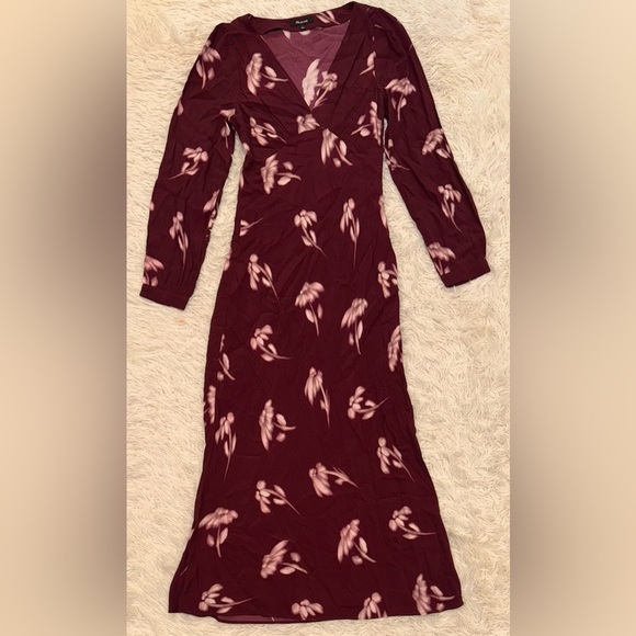 NEW Madewell Long sleeves V-Neck Cuff-Sleeve Maxi Dress in Floral Sz 6 - Picture 5 of 12